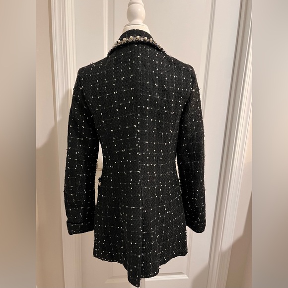 NWT Black Bouclé Blazer with Pearl Buttons and Trim - Picture 3 of 6